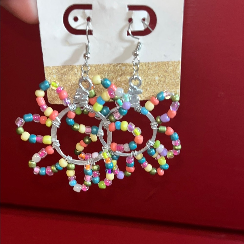 Colorful Beaded Hoop Earrings
